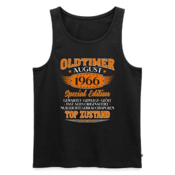 60. Geburtstag Oldtimer August Jahrgang 1966 - Männer Premium Bio Tank Top - Schwarz - Vorne - AI Model Male 178 light (178cm)
