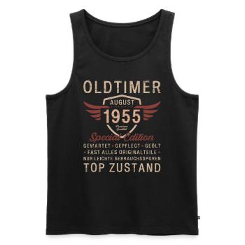 70. Geburtstag Oldtimer August Jahrgang 1955 - Männer Premium Bio Tank Top - Schwarz - Vorne - Michal (187cm)