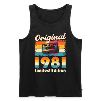 44th Birthday Cassette August 1981 - Men's Premium Organic Tank Top - black - Front - Michal (187cm)