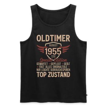 70. Geburtstag Oldtimer August Jahrgang 1955 - Männer Premium Bio Tank Top - Schwarz - Vorne - Michal (187cm)