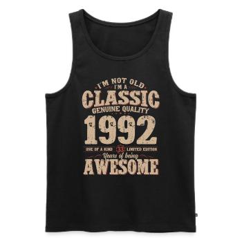 33rd Birthday Legend Born in 1992 - Men's Premium Organic Tank Top - black - Front - Michal (187cm)