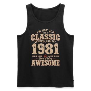 44th Birthday Original Vintage 1981 - Men's Premium Organic Tank Top - black - Front - AI Model Male 178 light (178cm)