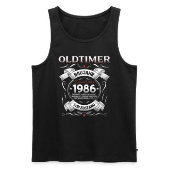 40. Geburtstag Mann Oldtimer Jahrgang 1986 - Männer Premium Bio Tank Top - Schwarz - Vorne - Michal (187cm)
