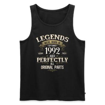 Cadeau 33ème Anniversaire Légende Septembre 1992 - Débardeur bio Premium Homme - noir - Devant - Michal (187cm)