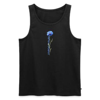 Fleurs d’automne : Bleuet - Débardeur bio Premium Homme - noir - Devant - AI Model Male 178 light (178cm)