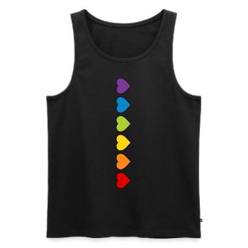 LGBT CSD LGBTQ+ HERZ REGENBOGEN HERZEN PRIDE MONTH - Männer Premium Bio Tank Top - Schwarz - Vorne - Michal (187cm)