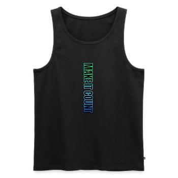 MAKE IT COUNT – neon motivational inscription - Men's Premium Organic Tank Top - black - Front - AI Model Male 178 light (178cm)