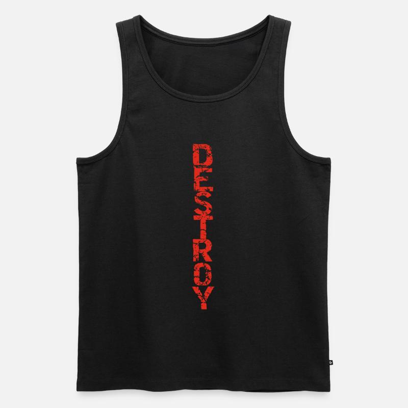 Zerstöre in Rot - Männer Premium Bio Tank Top - Schwarz
