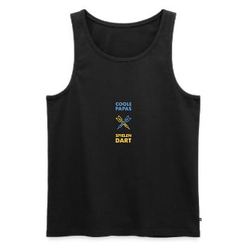 Des papas cool jouant aux fléchettes - Débardeur bio Premium Homme - noir - Devant - AI Model Male 178 light (178cm)