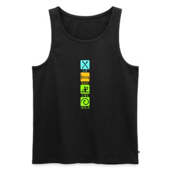 Eat Sleep Rave Repeat Essen Schlafen Raven Spruch - Männer Premium Bio Tank Top - Schwarz - Vorne - AI Model Male 178 light (178cm)