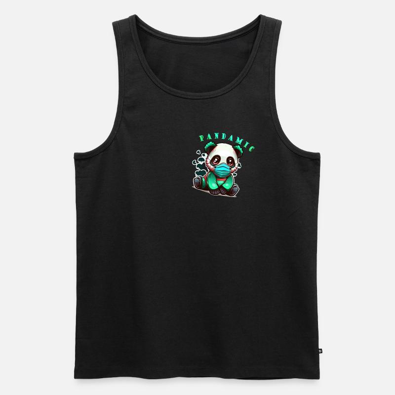 Panda-Pandamic Süß Sitzend - Männer Premium Bio Tank Top - Schwarz