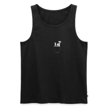 poche poitrine outil cadeau idée blanc - Débardeur bio Premium Homme - noir - Devant - Michal (187cm)