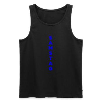 Saturday - blue - Men's Premium Organic Tank Top - black - Front - Michal (187cm)