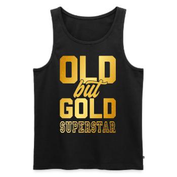 Old but gold superstar in gold letters - Men's Premium Organic Tank Top - black - Front - AI Model Male 178 light (178cm)