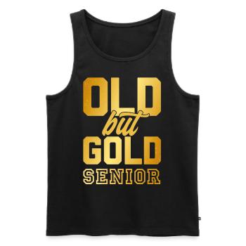 Old but gold senior in gold letters - Men's Premium Organic Tank Top - black - Front - Michal (187cm)