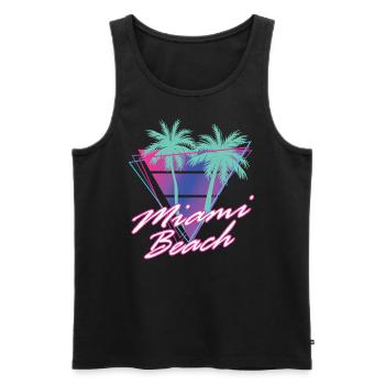 Miami Beach Florida Retro Synthwave - Débardeur bio Premium Homme - noir - Devant - AI Model Male 178 light (178cm)