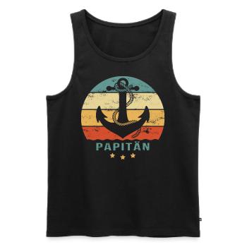 PAPITÄN Papa ist der Kapitän Vatertag Geschenkidee - Männer Premium Bio Tank Top - Schwarz - Vorne - Michal (187cm)