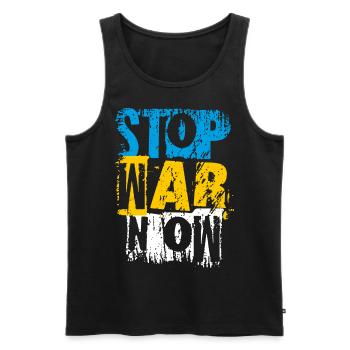 Stop War Now - Men's Premium Organic Tank Top - black - Front - AI Model Male 178 light (178cm)