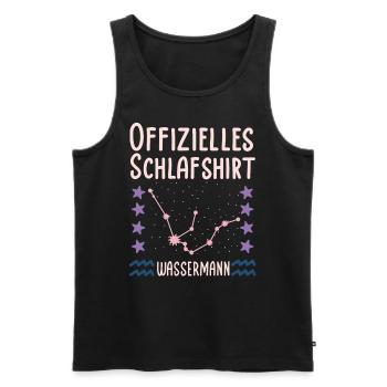 Offizielles Schlafshirt Sternzeichen Wassermann - Männer Premium Bio Tank Top - Schwarz - Vorne - Michal (187cm)