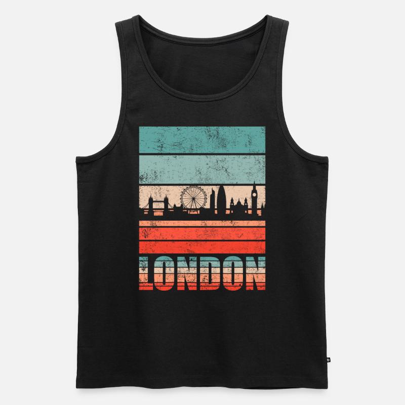 London Retro Skyline - Männer Premium Bio Tank Top - Schwarz