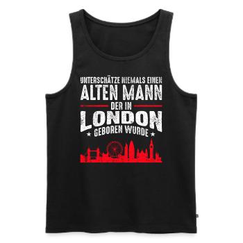 London Alter Mann Sprüche Geschenk - Männer Premium Bio Tank Top - Schwarz - Vorne - Michal (187cm)