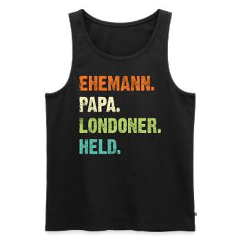 London Stadt Papa Vater Vatertag Geschenk Spruch - Männer Premium Bio Tank Top - Schwarz - Vorne - Michal (187cm)
