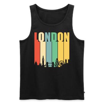 London Retro Vintage Skyline Stadt Heimat - Männer Premium Bio Tank Top - Schwarz - Vorne - Michal (187cm)