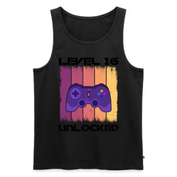 Level 16 Unlocked Zocker Gamer Geburtstag Gaming - Männer Premium Bio Tank Top - Schwarz - Vorne - Michal (187cm)