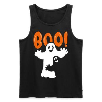 Boo - Halloween Ghost - Halloween Ghosts - Men's Premium Organic Tank Top - black - Front - Michal (187cm)