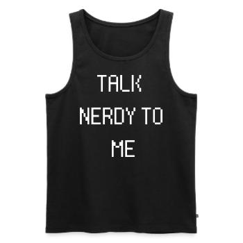 Talk nerdy to me Lustiger Spruch Nerd Geek IT PC - Männer Premium Bio Tank Top - Schwarz - Vorne - AI Model Male 178 light (178cm)