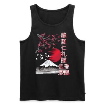 Japan Landschaft - 7 Tugende der Samurai - Männer Premium Bio Tank Top - Schwarz - Vorne - Michal (187cm)