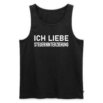 ICH LIEBE STEUERHINTERZIEHUNG - STEUERN SPAREN - Männer Premium Bio Tank Top - Schwarz - Vorne - Michal (187cm)