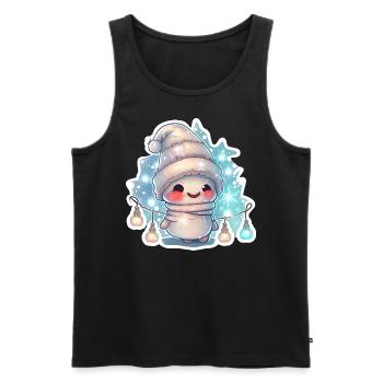 Cuddly snowman with fairy lights - Men's Premium Organic Tank Top - black - Front - AI Model Male 178 light (178cm)