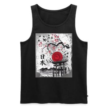 Japan Asien Japanische Kunst Fuji Torii - Männer Premium Bio Tank Top - Schwarz - Vorne - Michal (187cm)