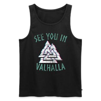 Wikinger Valhalla See you in - Valknut - Männer Premium Bio Tank Top - Schwarz - Vorne - AI Model Male 178 light (178cm)