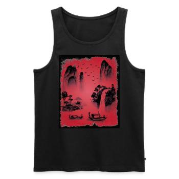Japan Landscape Japanese Art - Men's Premium Organic Tank Top - black - Front - AI Model Male 178 light (178cm)