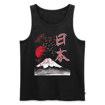 Japon Paysage Art japonais - Débardeur bio Premium Homme - noir - Devant - Michal (187cm)