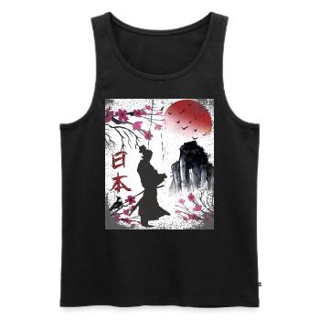 Japan japanische Kunst Samurai Design - Männer Premium Bio Tank Top - Schwarz - Vorne - AI Model Male 178 light (178cm)