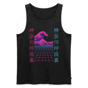 Japon Rétro Années 80 Vaporwave Streetwear japonais - Débardeur bio Premium Homme - noir - Devant - Michal (187cm)