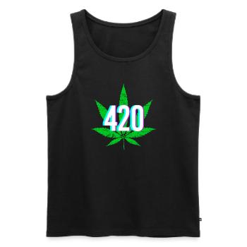 420 - Cannabis Weed - Men's Premium Organic Tank Top - black - Front - AI Model Male 178 light (178cm)