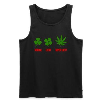 CANNABIS - NORMAL LUCKY SUPER LUCKY - WEED - Débardeur bio Premium Homme - noir - Devant - Michal (187cm)