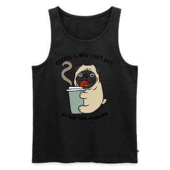 Chien avec tasse à café - Débardeur bio Premium Homme - noir - Devant - AI Model Male 178 light (178cm)