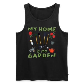 Garden Gardener Gardening - My Home is my Garden - Men's Premium Organic Tank Top - black - Front - AI Model Male 178 light (178cm)