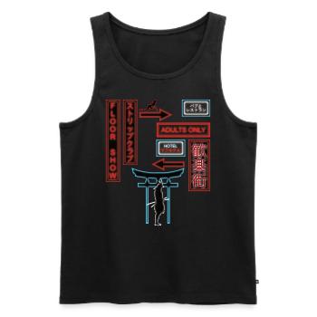 Japon Vaporwave Esthétique Retro Streetwear - Débardeur bio Premium Homme - noir - Devant - Michal (187cm)