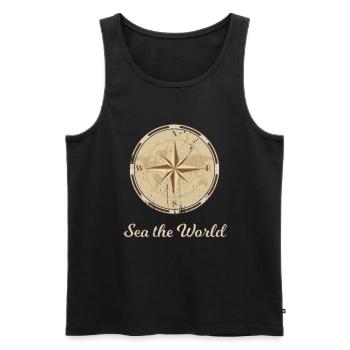 Sea the World Captain Compass Vintage - Débardeur bio Premium Homme - noir - Devant - AI Model Male 178 light (178cm)