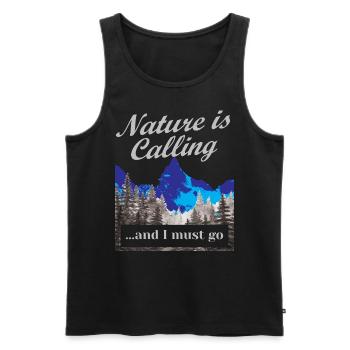 Randonnée La nature appelle Hike Vintage - Débardeur bio Premium Homme - noir - Devant - Michal (187cm)
