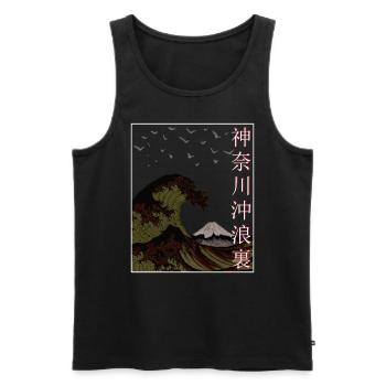Japon Art Japonais Grande Vague de Kanagawa - Débardeur bio Premium Homme - noir - Devant - AI Model Male 178 light (178cm)