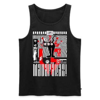 Cat with three eyes - Men's Premium Organic Tank Top - black - Front - AI Model Male 178 light (178cm)