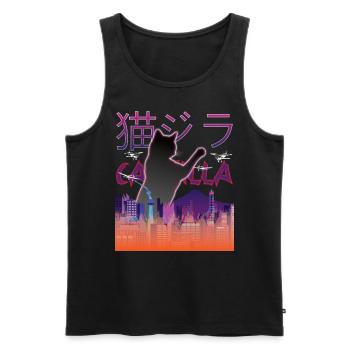 Cat Catzilla Esthétique Rétro Japonaise - Débardeur bio Premium Homme - noir - Devant - AI Model Male 178 light (178cm)