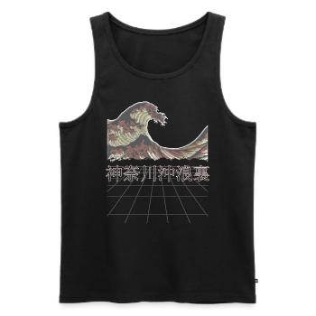 Japan Vintage Retro Big Wave of Kanagawa - Men's Premium Organic Tank Top - black - Front - Michal (187cm)